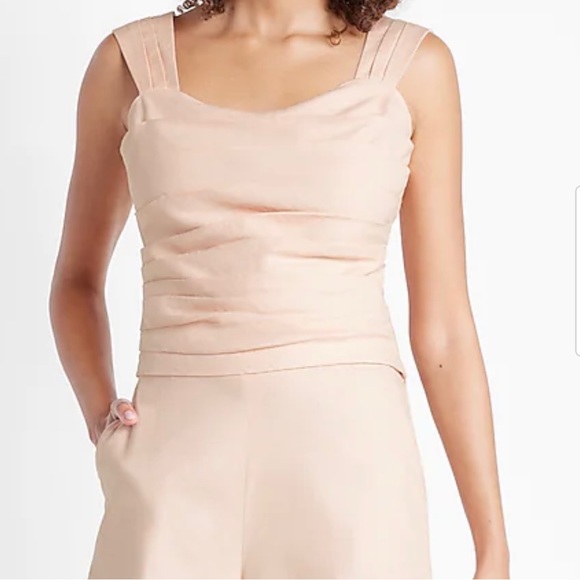 Express Linen Ruched Crop Top - Picture 4 of 8